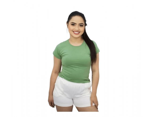 Camiseta Baby Look Penteada 100% Algod�o